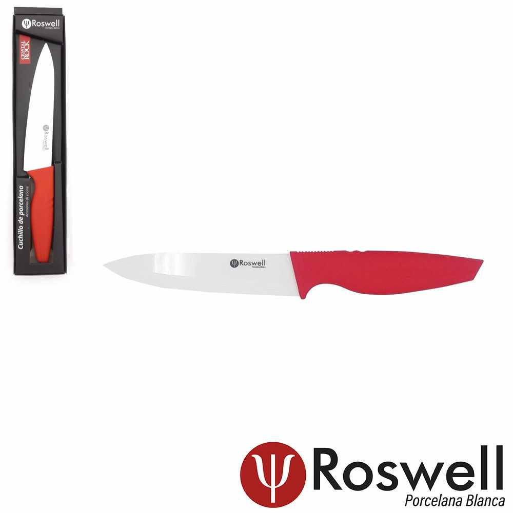 Cuchillo porcelana mango silicona rojo 6''
